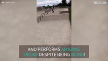 Blind skateboarder performs amazing tricks