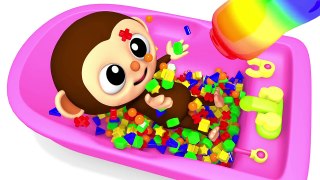 Learn Colors Little Baby Monkey Finger Song Bubble Gum Soccer Ball for Children