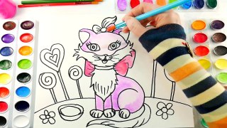 Cat Coloring Page for Kids to Learn to Color and Paint