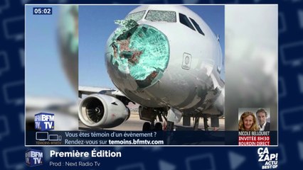 Images choc : un orage pulvérise le nez d'un appareil