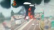 Incendio en autopista italiana por explosión de camión cisterna