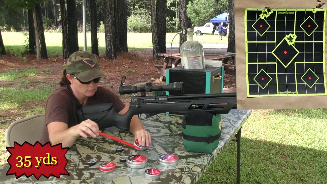 Airgun Angie Puts Some Dome Top JSB Pellets Throug Her Umarex Gauntlet .22