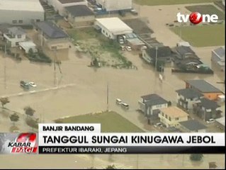 Tanggul Sungai Kinugawa Jebol Akibatkan Banjir
