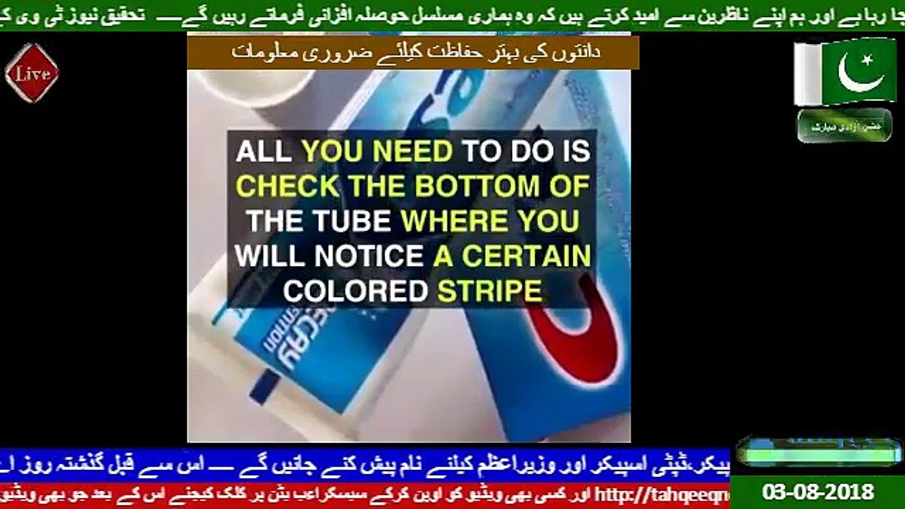 Tahqeeq News tv Live 03-08-2018 ......  اپنے دانتوں کی بہتر حفاظت کیسے کریں۔۔۔۔۔