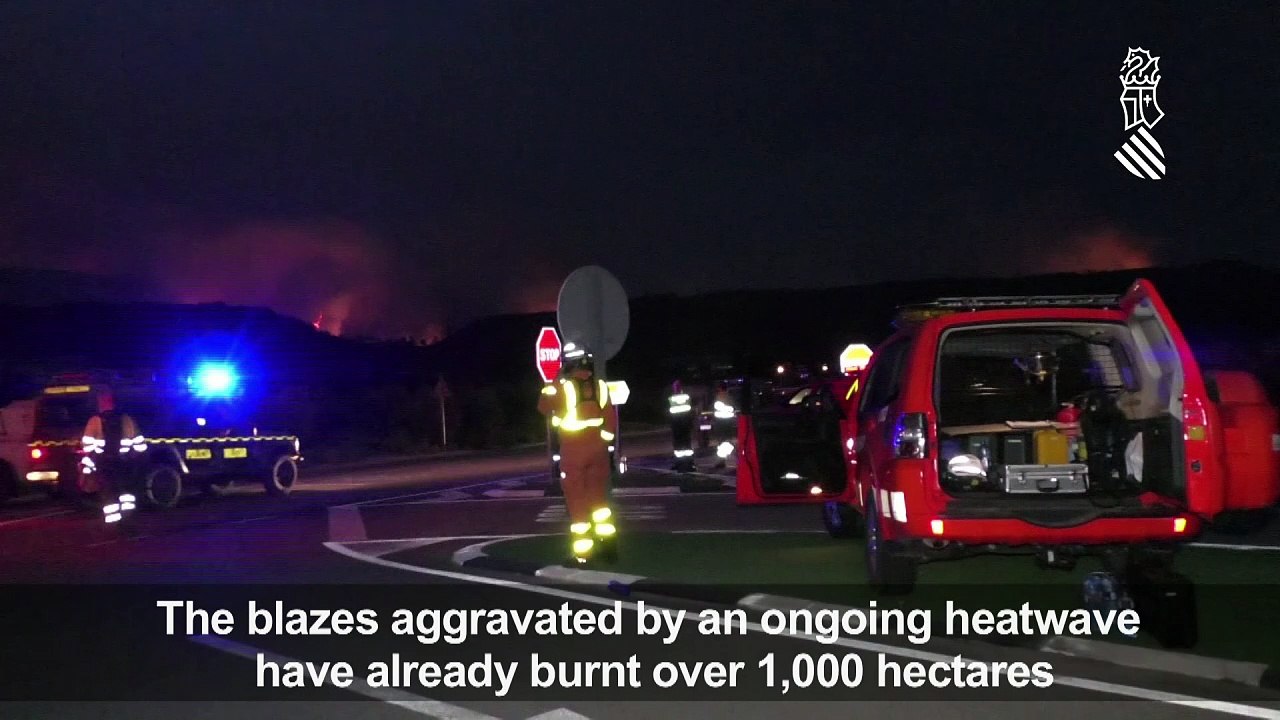 Spain: Fires blaze in the Valencia region as he...