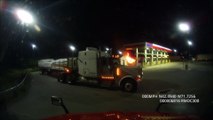 Truck Spontaneously Bursts into Flames at Truck Stop