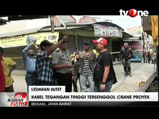 Tersenggol Crane, Listrik Tegangan Tinggi di Bekasi Meledak