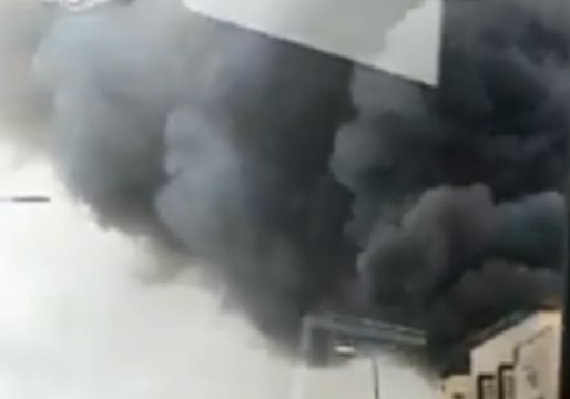 Smoke Billows From Warehouse Fire in Manchester