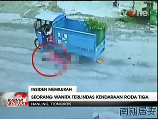 Wanita Terlindas Kendaraan Roda Tiga di China Terekam CCTV