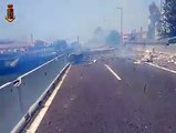 An oil tanker exploded on a ring road on the outskirts of Italy's northcentral city of Bologna, resulting in several injuries. 