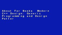 About For Books  Modern C   Design: Generic Programming and Design Patterns Applied: Applied