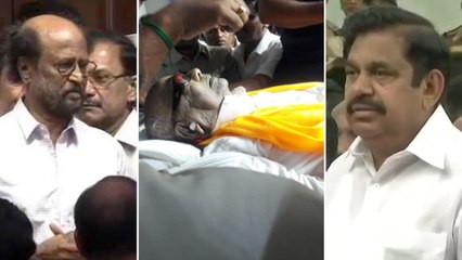 ಕರುಣಾನಿಧಿ ಅಂತಿಮ ದರ್ಶನ ಮಾಡಿದ ರಜನೀಕಾಂತ್, ಪಳನೀಸ್ವಾಮಿ | Oneindia Kannada