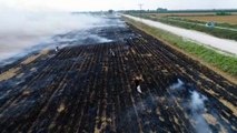 Çukurova'da mısır hasadıyla birlikte başlayan anız yangınları havadan böyle görüntülendi