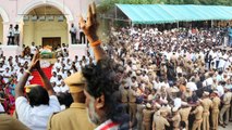 Crowds swell at Rajaji Hall to catch a glimpse of Late Karunanidhi | Oneindia News