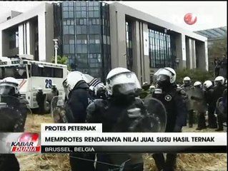Protes Harga Susu, Ribuan Peternak di Belgia Bentrok dengan Aparat