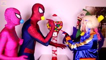 Örümcek Adam & Pembe Spidergirl vs Joker (Frozen Elsa ve Batman! Gerçek hayatta süper kahraman eğlence)