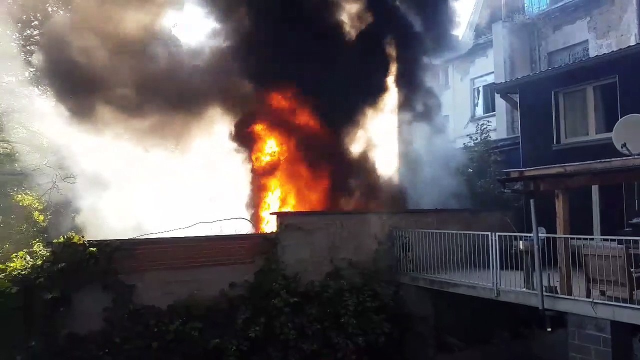 Incendie de garage, rue des Hayettes, à Gilly, le 8 août 2018 - 1