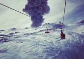 Chairlift Carries Skier Towards Erupting Chilean Volcano
