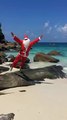 Someone's excited because...it's Christmas! Wishing you a fun filled day that's filled with hopping Santas and tropical wishes!