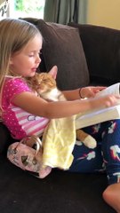 Ce chat adore qu'on lui lise des histoires