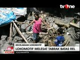 Sebuah Lokomotif di Yogyakarta Keluar Jalur dan Tabrak Rumah