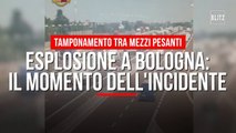 Esplosione a Bologna, il momento dell'incidente tra l'autocisterna e il camion