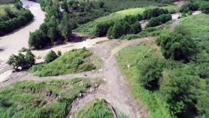 Ordu'daki sel - Yıkılan köprüler havadan görüntülendi (1)
