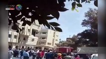 إخماد حريق إندلع بأحد معارض بيع السلع أمام مبنى محافظة مطروح