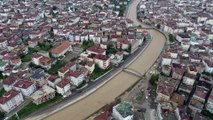 Tabakhane Deresi'nin debisi yağış dolayısıyla yükseldi - Drone görüntüsü - ORDU