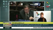 Senado argentino rechaza ley de despenalización del aborto