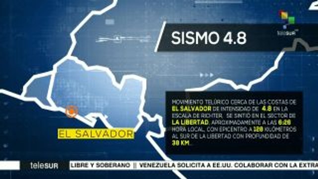 Sismo de magnitud 4.8 sacude costas de El Salvador