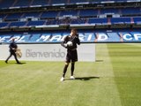 Courtois kisses Real badge as he is presented in Madrid