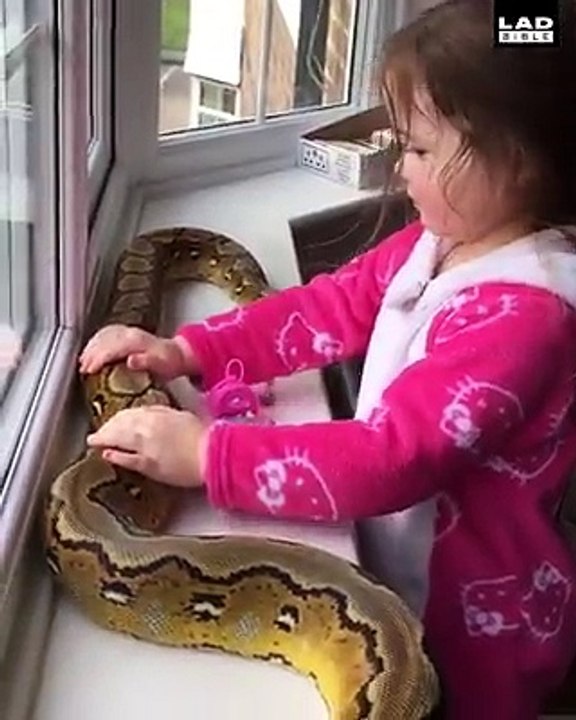 Just a 3-year-old playing with her best friend 