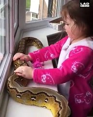 Just a 3-year-old playing with her best friend 