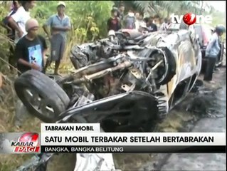 Tabrakan dengan Mobil Lain, Minibus Terbakar