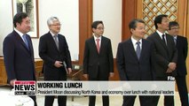 President Moon discussing North Korea and economy over lunch with national leaders