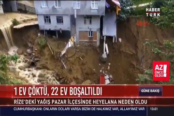 Rize'de heyelan nedeniyle 1 ev çöktü, 22 ev tahliye edildi.