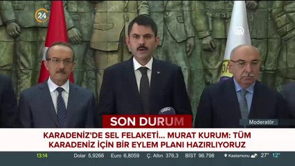 Bakan Kurum, Karadeniz'deki sel felaketine ilişkin bilgi verdi