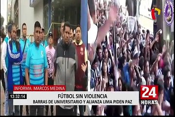 Fútbol sin violencia: barras de Universitario y Alianza Lima se unen por la paz