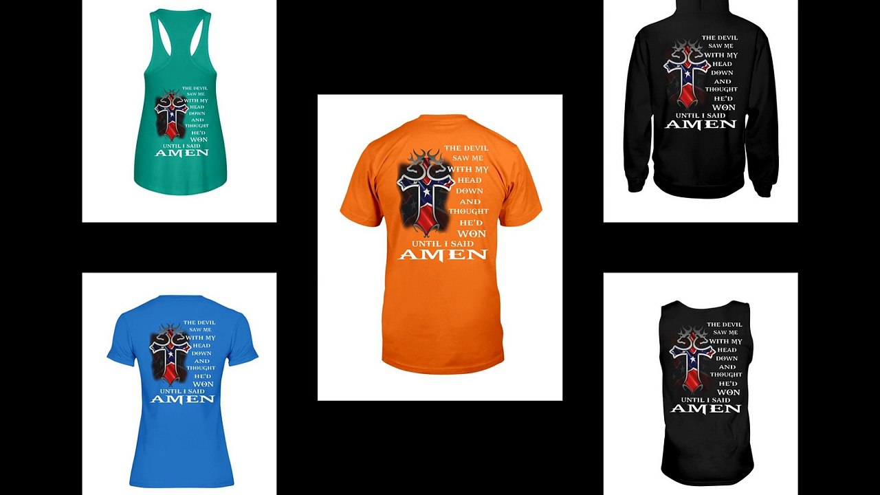 American Flag Cross The devil saw me with my head down and thought he'd won until I said Amen shirt