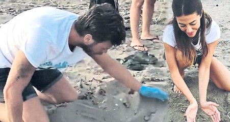 Kıvanç Tatlıtuğ, Eşi Başak Dizer ile Deniz Kaplumbağalarının İmdadına Yetişti