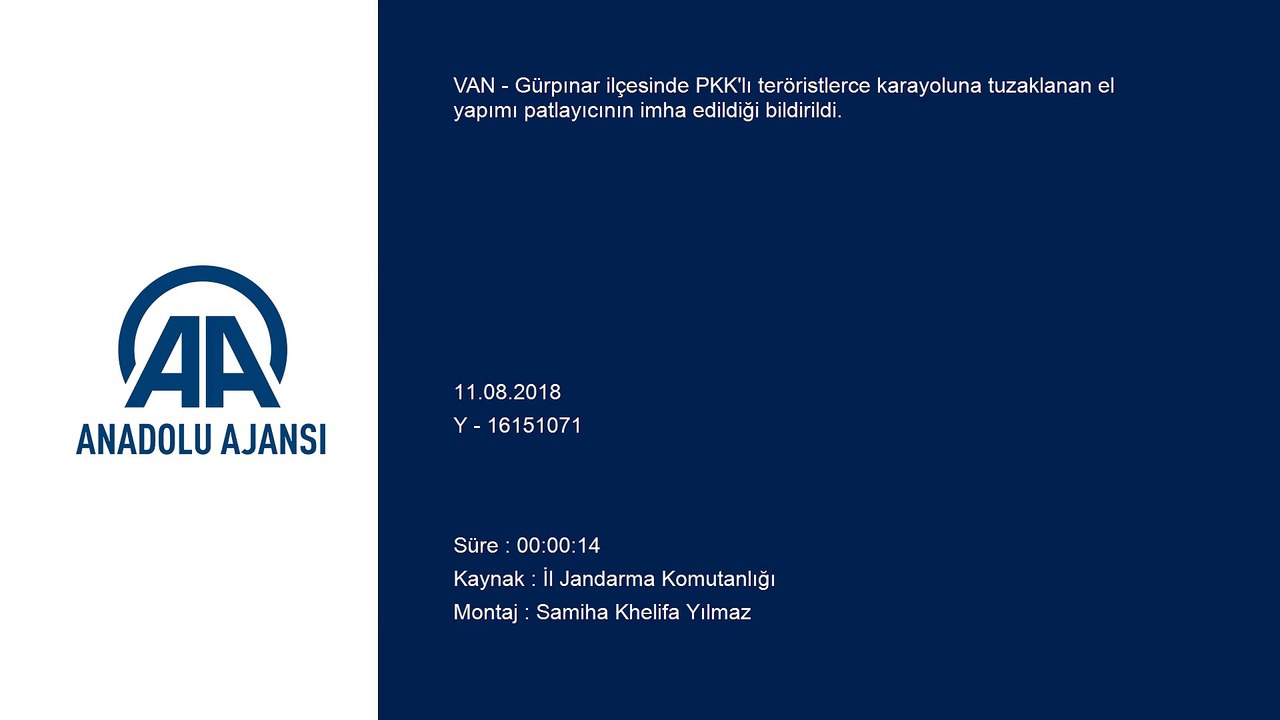 Karayoluna tuzaklanmış patlayıcı imha edildi - VAN