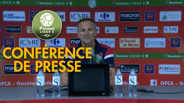 Conférence de presse Gazélec FC Ajaccio - FC Lorient (1-3) : Albert CARTIER (GFCA) - Mickaël LANDREAU (FCL) - 2018/2019