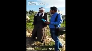Ram attack the old man during a live interview