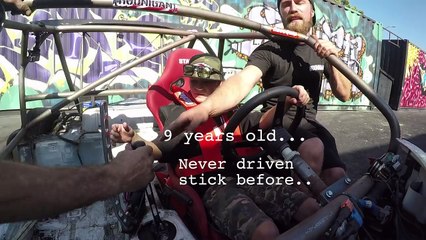 We Teach a 9 Year Old How to Drive Stick and Do Donuts.