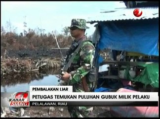 Personil TNI Temukan Area Pembalakan Hutan di Riau