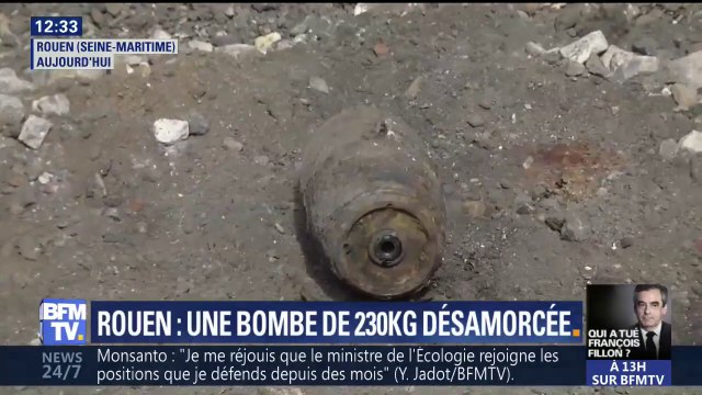 Rouen: une bombe de 230 kg découverte sur un chantier a été désamorcée