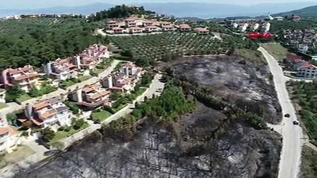 Mudanya'da yangında küle dönen bölge havadan böyle görüntülendi