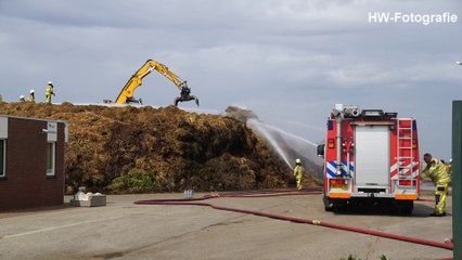 Broei in berg groenafval bij recyclingbedrijf in Hasselt
