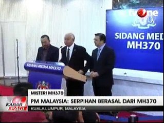 PM Malaysia Serpihan di Pulau Reunion dari MH370